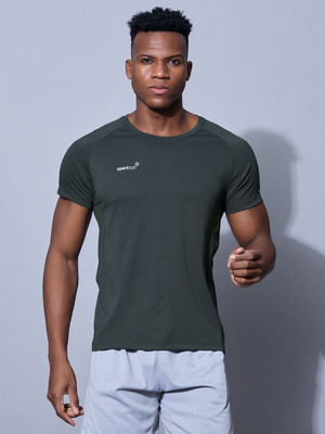 Sport Sun Printed Men Round Neck Grey T-Shirt
