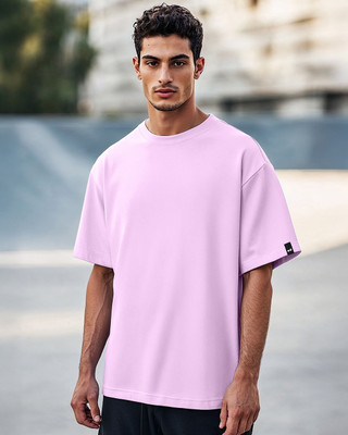 BEWAKOOF Solid Men Round Neck Purple T-Shirt