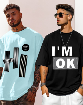 ENITOR Graphic Print Men Round Neck Light Blue, Black T-Shirt