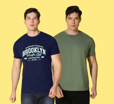WOOSTRO Typography Men Round Neck Black, Green T-Shirt
