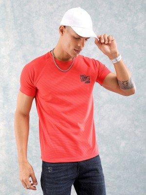 The Indian Garage Co. Solid Men Crew Neck Red T-Shirt