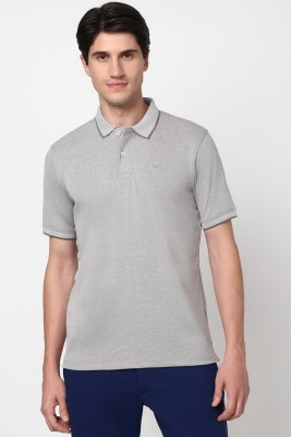 PETER ENGLAND Self Design Men Polo Neck Grey T-Shirt