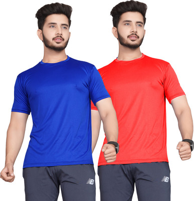 Hookstep Solid Men Round Neck Multicolor T-Shirt