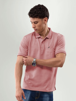 Lux Nitro Solid Men Polo Neck Pink T-Shirt