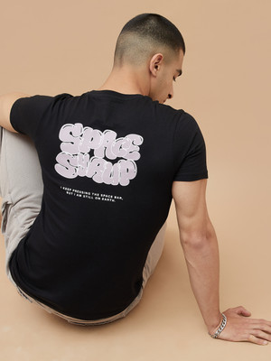 Fame Forever by Lifestyle Printed Men Crew Neck Black T-Shirt