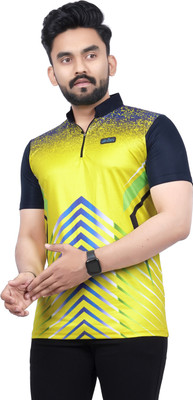 dhaari by unique creation Printed Men Mandarin Collar Yellow T-Shirt