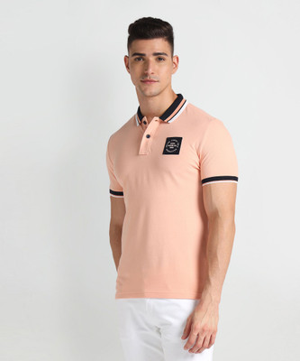 U.S. POLO ASSN. Solid Men Polo Neck Pink T-Shirt