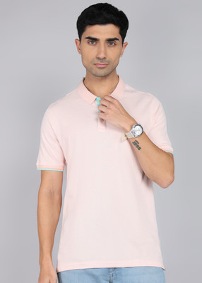 WROGN Solid Men Polo Neck Pink T-Shirt