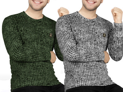AVOLT Printed Men Round Neck Green, White T-Shirt