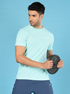 TECHNOSPORT Solid Men Round Neck Light Blue T-Shirt