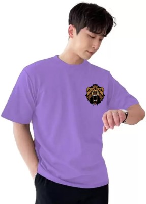 af collection Printed Men Round Neck Purple T-Shirt