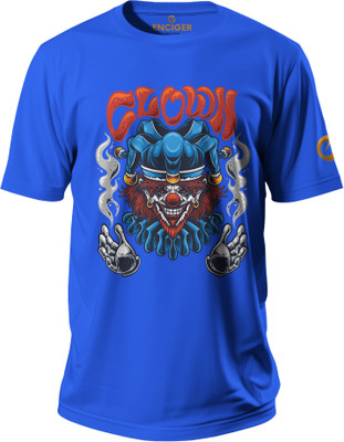 Enciger Solid Men Round Neck Blue T-Shirt