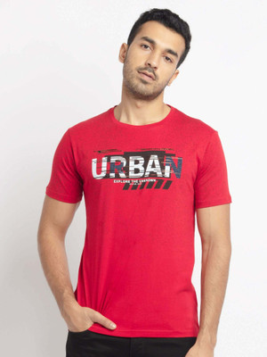Status Quo Solid Men Round Neck Red T-Shirt