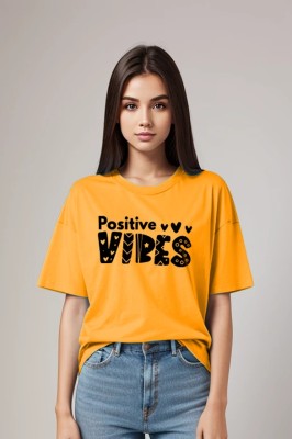 EZCLOTHING Graphic Print Women Round Neck Yellow T-Shirt