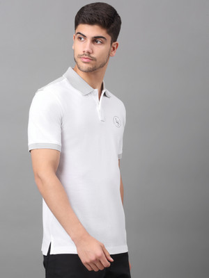 LOUIS STITCH Solid Men Polo Neck White T-Shirt