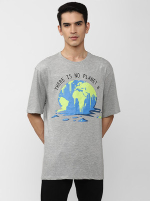 FOREVER 21 Printed, Typography Men Round Neck Grey T-Shirt