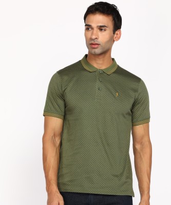 INDIAN TERRAIN Printed Men Polo Neck Grey T-Shirt