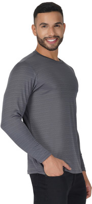Sportinger Solid Men Round Neck Reversible Grey T-Shirt