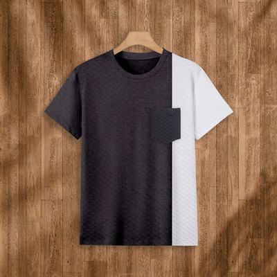 TANNU FAB Self Design Men Round Neck Black T-Shirt
