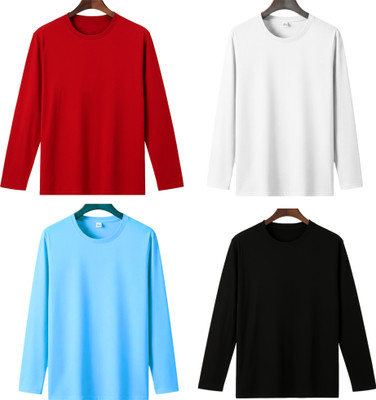 MISTY COLLECTION Solid Men Round Neck Red, Black, Light Blue, White T-Shirt