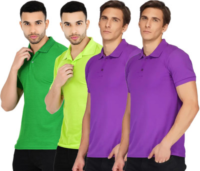 KEOTI Solid Men Polo Neck Multicolor T-Shirt