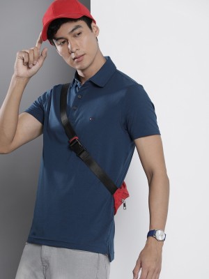 TOMMY HILFIGER Solid Men Polo Neck Blue T-Shirt