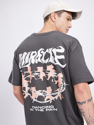 Glitchez Printed Men Round Neck Black T-Shirt