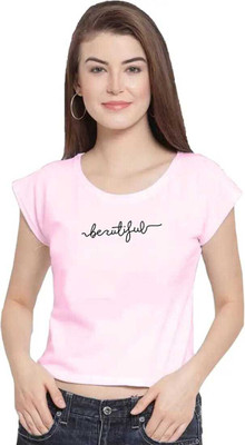 FENDURA Solid Women Round Neck Pink T-Shirt