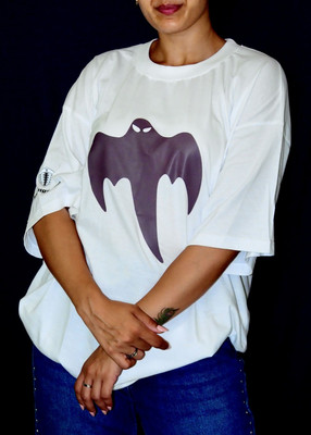 BANGS AND CRACKLES Graphic Print Women Round Neck White T-Shirt