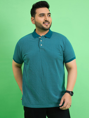 bigbanana Printed Men Polo Neck Blue T-Shirt