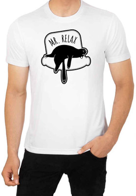 LV CARE Printed Men Round Neck White T-Shirt