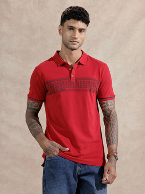 WROGN Solid Men Polo Neck Red T-Shirt
