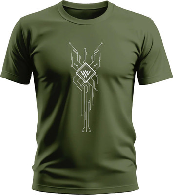 Warriorworld Printed Men Round Neck Green T-Shirt
