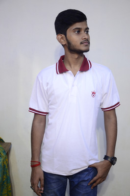 BARONIAL Solid Men Polo Neck White T-Shirt