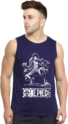 Yilden Printed Men Round Neck Navy Blue T-Shirt