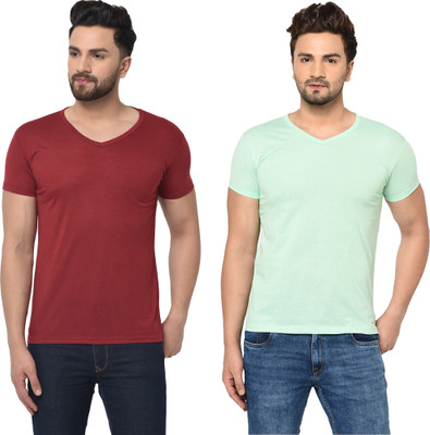 Adorbs Trend Solid Men V Neck Multicolor T-Shirt