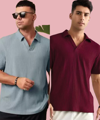 METRONAUT Solid Men Polo Neck Multicolor T-Shirt