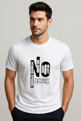 LAVENIR Printed Men Round Neck White T-Shirt