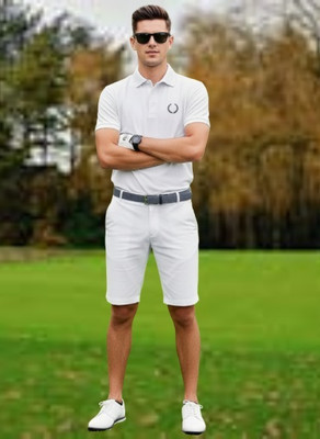 Siya Fashion Solid Men Polo Neck White T-Shirt