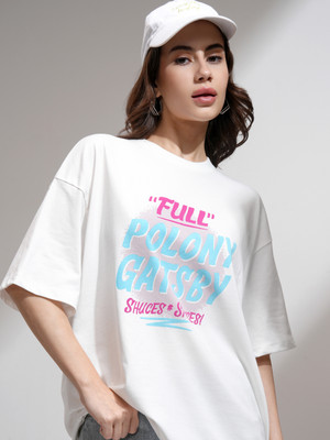 Tokyo Talkies Printed Women Round Neck White T-Shirt