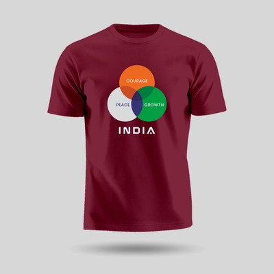 Luv My India Graphic Print Men Round Neck Maroon T-Shirt