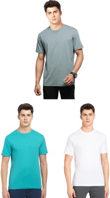 JOCKEY Solid Men Round Neck Green, Light Green, White T-Shirt