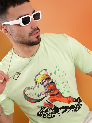WROGN Printed Men Crew Neck Light Green T-Shirt
