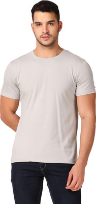 Inner Element Solid Men Round Neck Grey T-Shirt