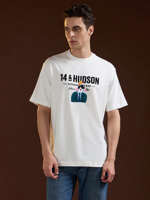 THE BEAR HOUSE Graphic Print Men Round Neck White T-Shirt