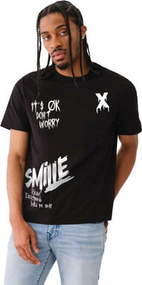 METRONAUT Printed Men Round Neck Black T-Shirt