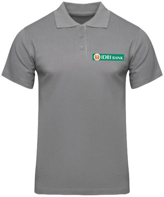 PrintHolic Self Design Men Polo Neck Grey T-Shirt