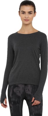 Ap'pulse Solid Women Round Neck Grey T-Shirt