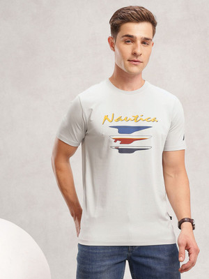 NAUTICA Printed Men Round Neck Grey T-Shirt
