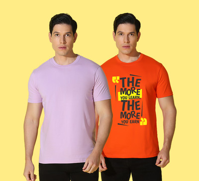 WOOSTRO Solid Men Round Neck Multicolor T-Shirt